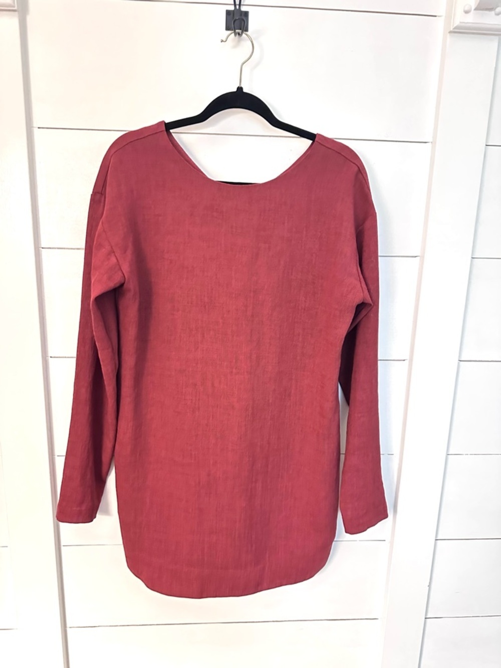 DACE L Vancouver Brick linen-cotton long sleeve tunic dress made in Canada